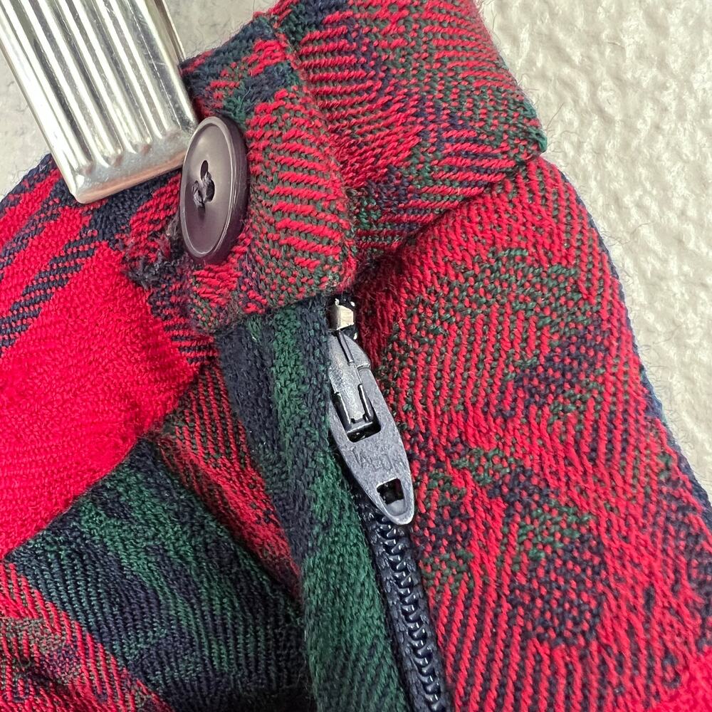 Vintage Pendleton Red Green Plaid Skirt Preppy Pleated 100% Wool Sz 8 Collegiate - Picture 7 of 9